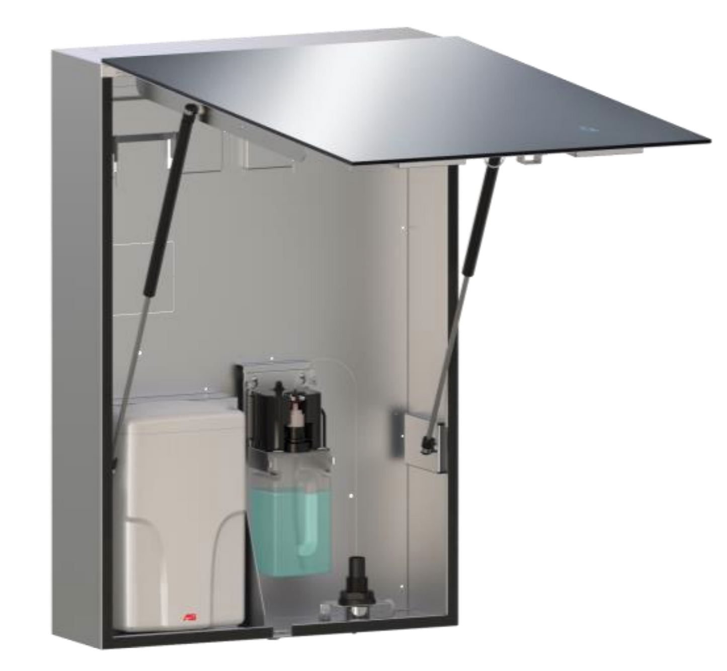 S'STEEL CABINET of FRAMELESS MIRROR & LIQUID SOAP DISPENSER