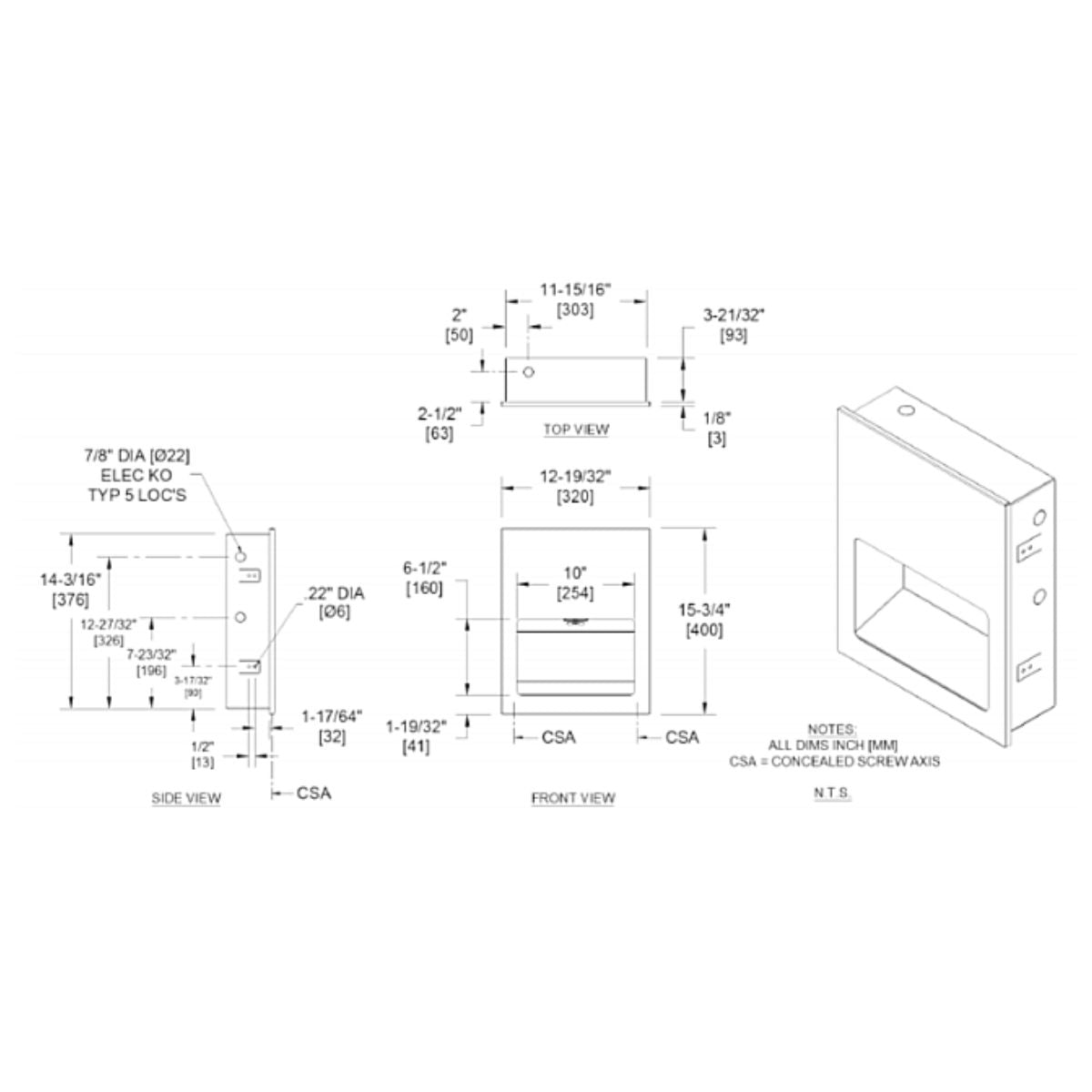 JD Macdonald Recessed Speed Hand Dryer 10-0135-2 spec sheet