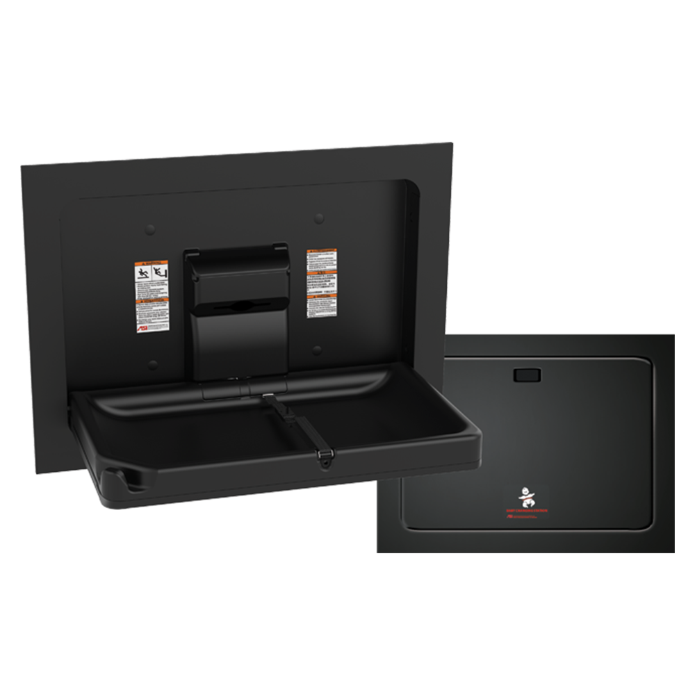 Baby Change Station Parallel Matte Black, Stainless Steel - Recessed