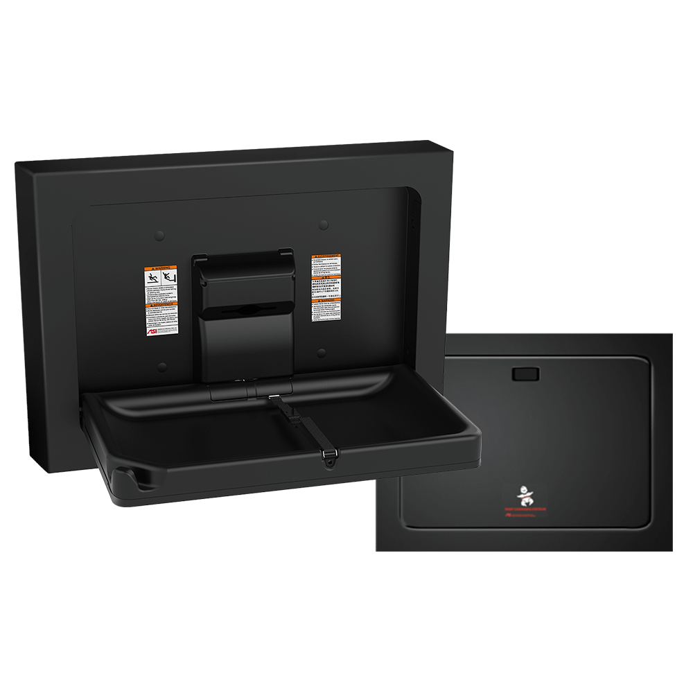 Baby Change Station Parallel Matte Black Stainless Steel - Surface Mounted -OzWashroom