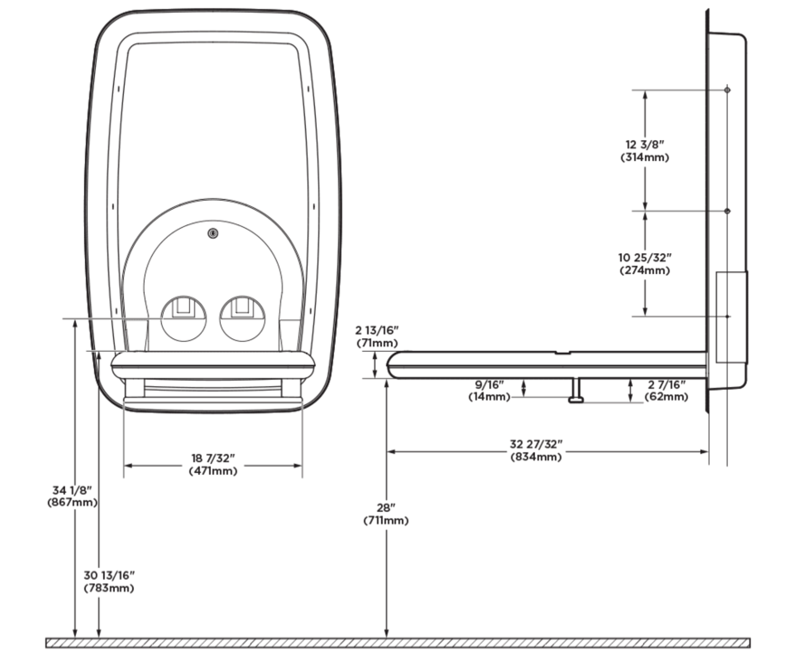 Koala Kare Beige Vertical Wall Mount Baby Changing Station - OzWashroom