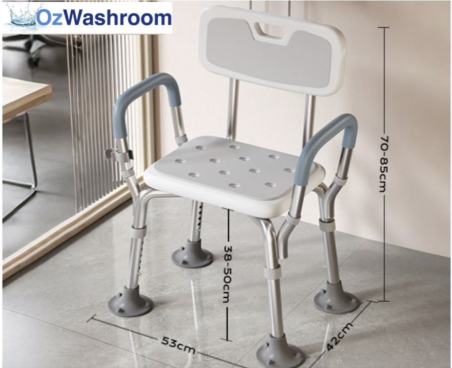 shower chair with suction legs on a bathroom floor secure, OzWashroom