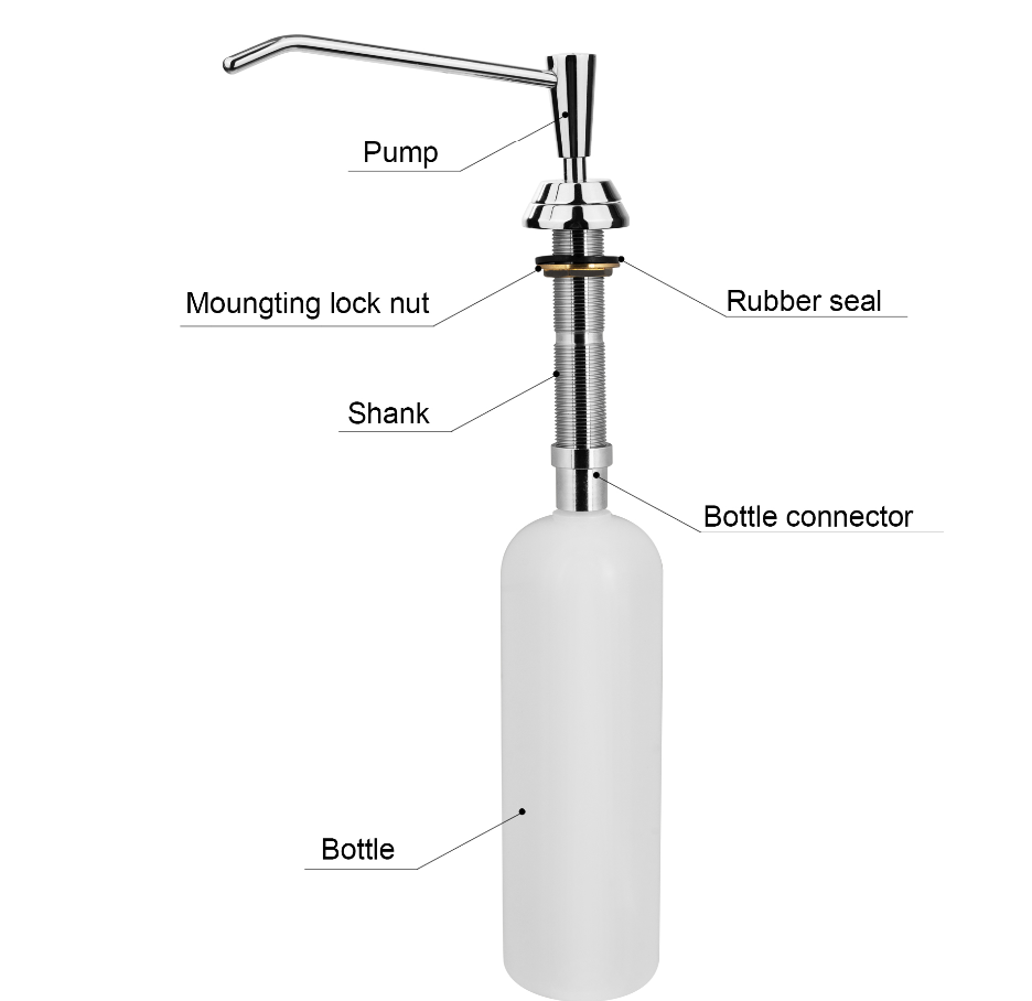 under bench soap dispenser with chrome pump zc826