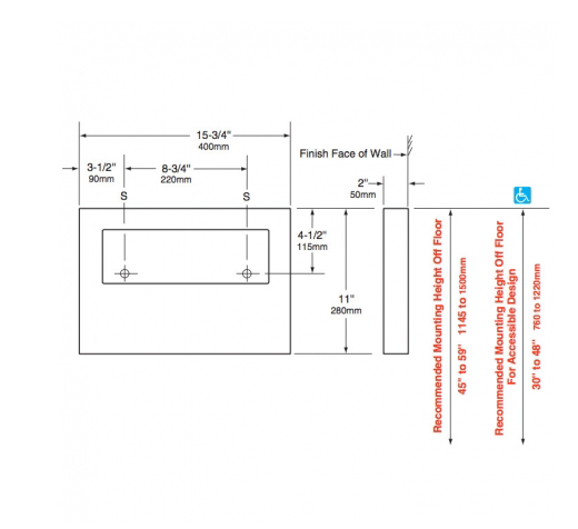 Bobrick Toilet Seat Cover S'Steel Dispenser, Wall Mount - OzWashroom