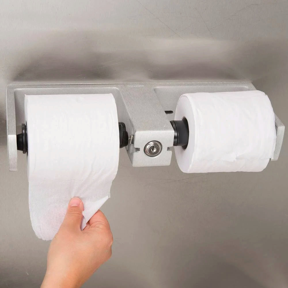 Bobrick Twin Toilet Roll Holder Lockable Anti-Theft - OzWashroom