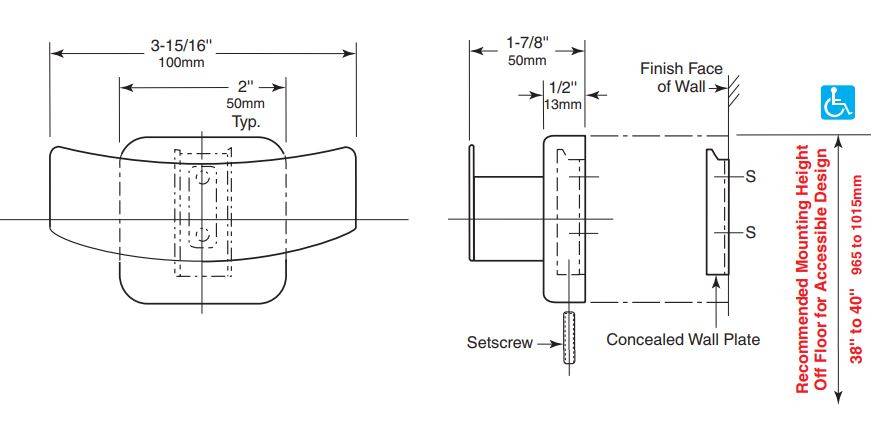 Bobrick Double Robe Hook Bright Polished Finish B7672