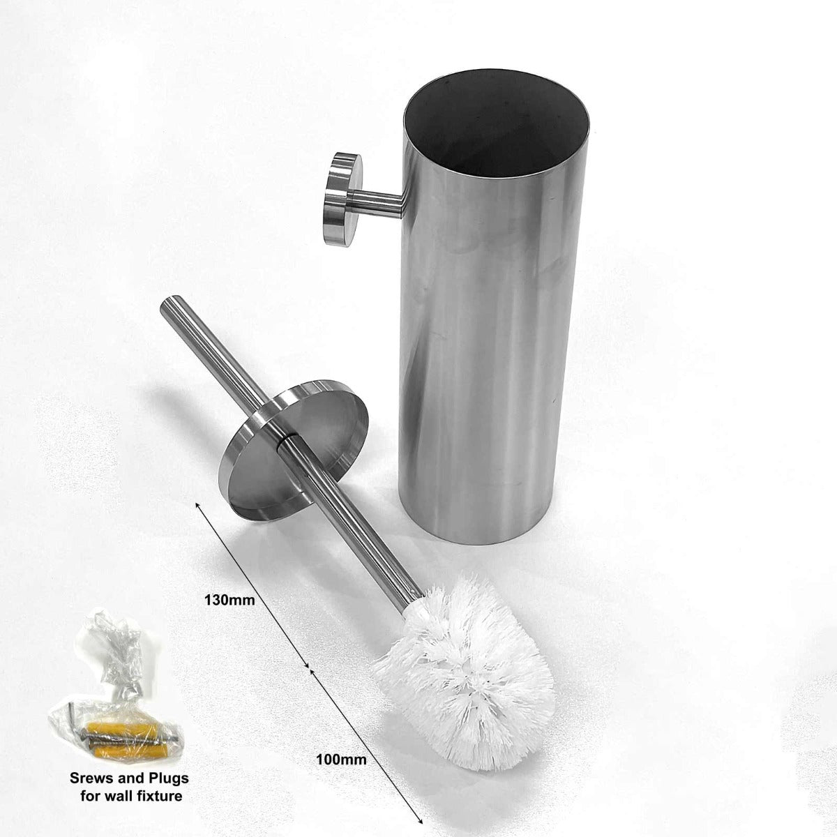 Toilet Brush Holder S'Steel Satin Finish Wall Mount TBS6 -OzWashroom