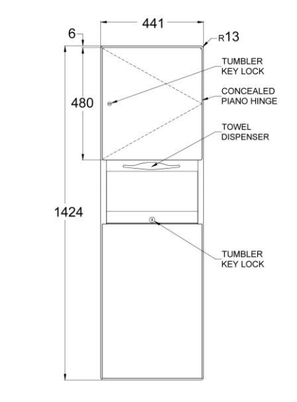 PAPER TOWEL DISPENSER & WASTE BIN 56L 