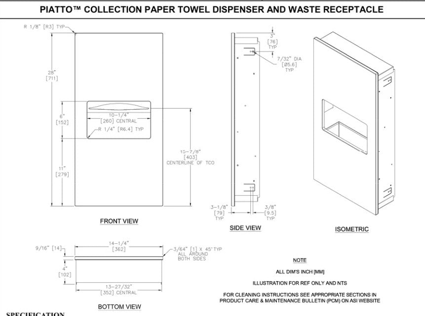 JDM PAPER TOWEL DISPENSER & WASTE BIN 8.4L 