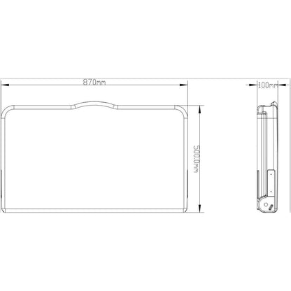 Dimension of the side and top of the product "Kanga Kare Baby Change Station Light Grey"