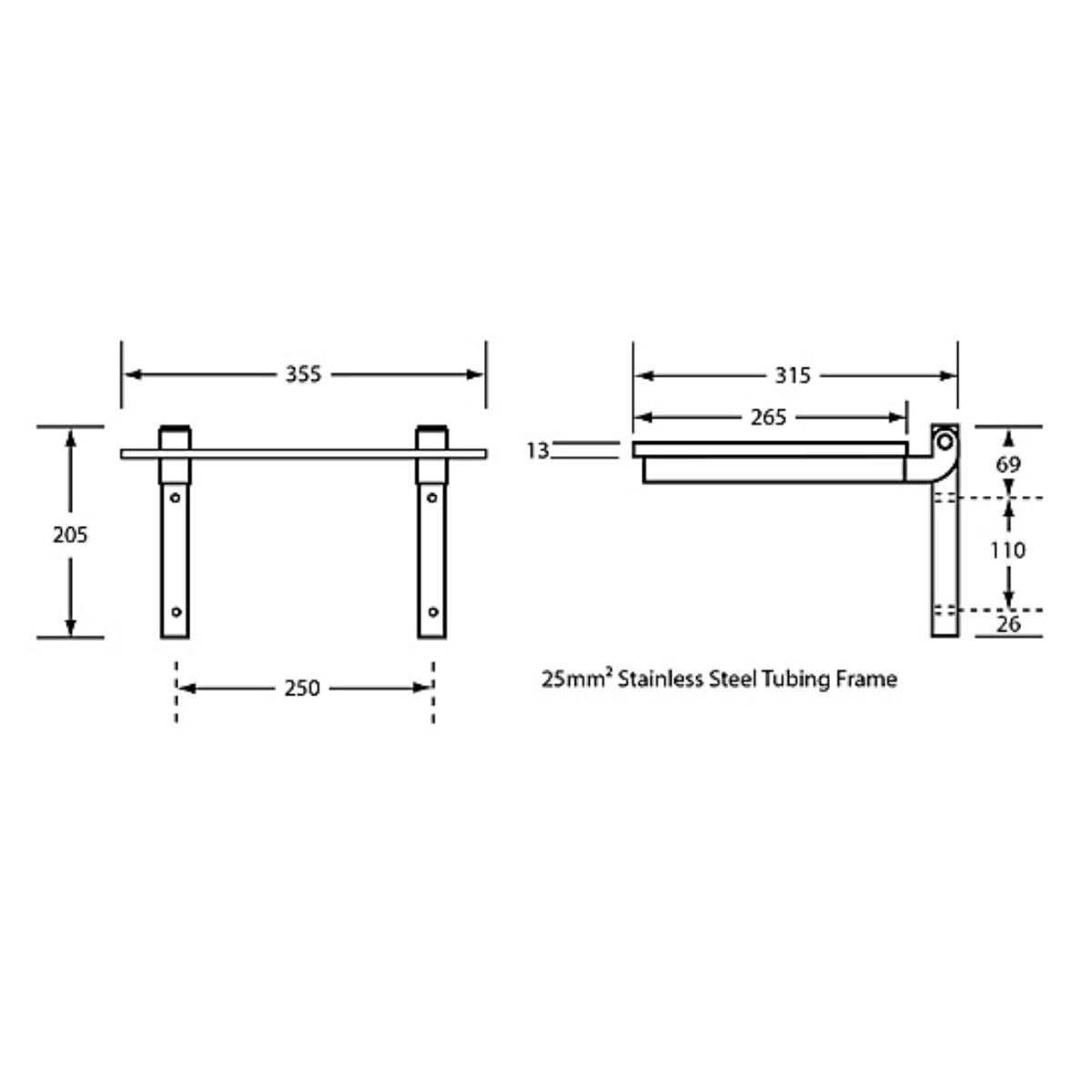 ML992CL Metlam Fold Away shower seat 355mmW