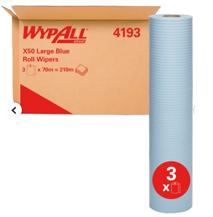 WYPALL® X50 Large Blue Roll Wipers 3 Rolls 
