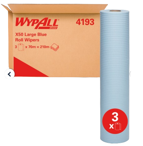 WYPALL® X50 Large Blue Roll Wipers 3 Rolls 