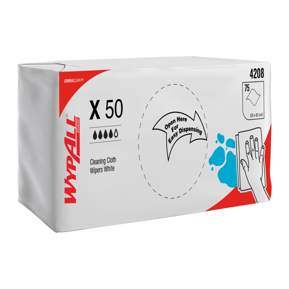 WYPALL X50 Reinforced Single Sheet White Wipers