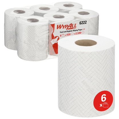 WYPALL® L10 White Food & Hygiene Centrefeed Wiping Rolls