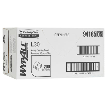 WYPALL L30 Embossed Wipers (94185), Blue 3-Ply Cleaning Wipers,
Disposable Wipes