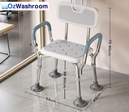 shower chair with suction legs on a bathroom floor secure, OzWashroom