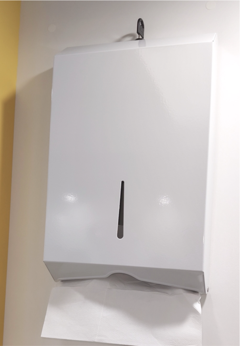 Ultra Slim Paper Towel Dispenser Powder Coated White Metal