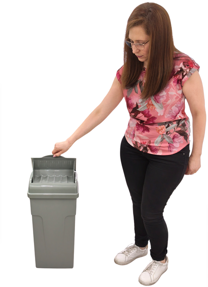Ozwashroom 23L Sanitary Bin/Nappy Bin Side opening grey