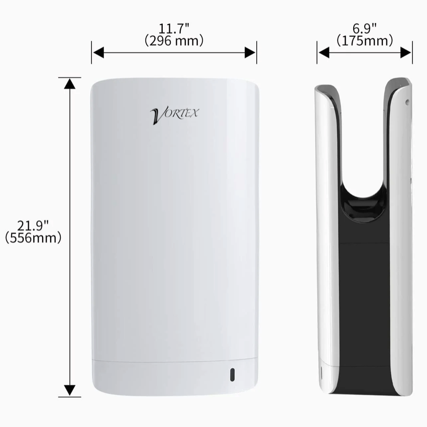 Vortex Jet Hand Dryer, Compact Elegant For Commercial Bathrooms. IP24 rating.