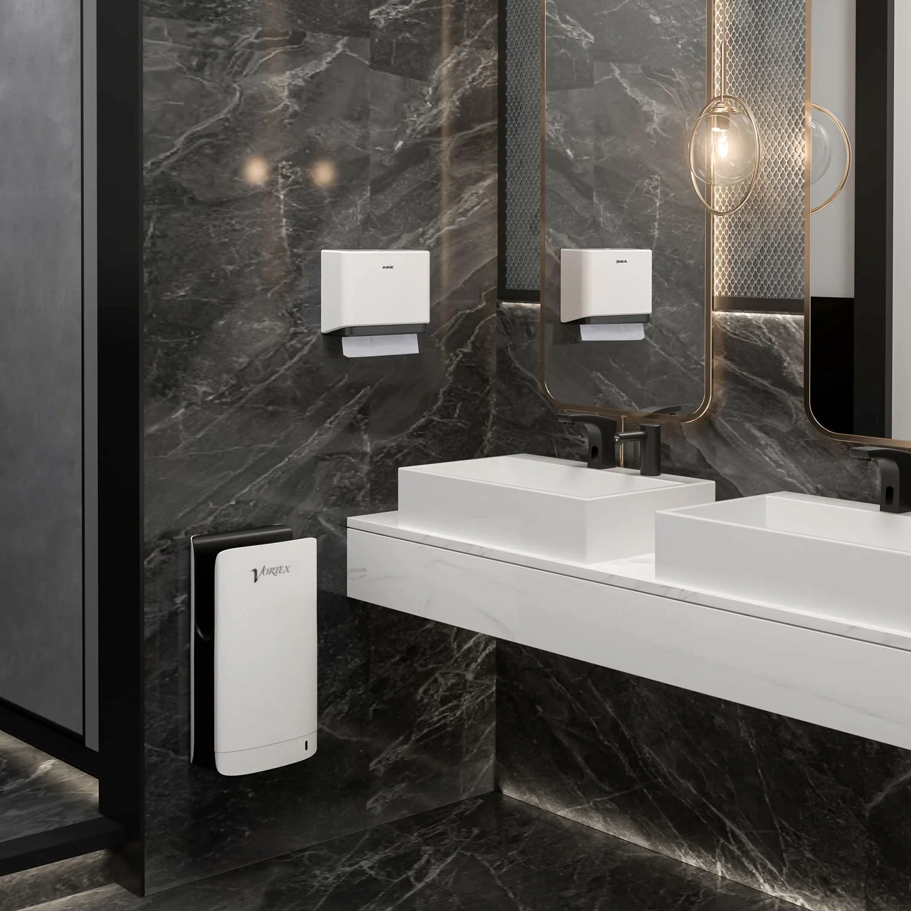 Vortex Jet Hand Dryer, Compact Elegant For Commercial Bathrooms. IP24 rating.
