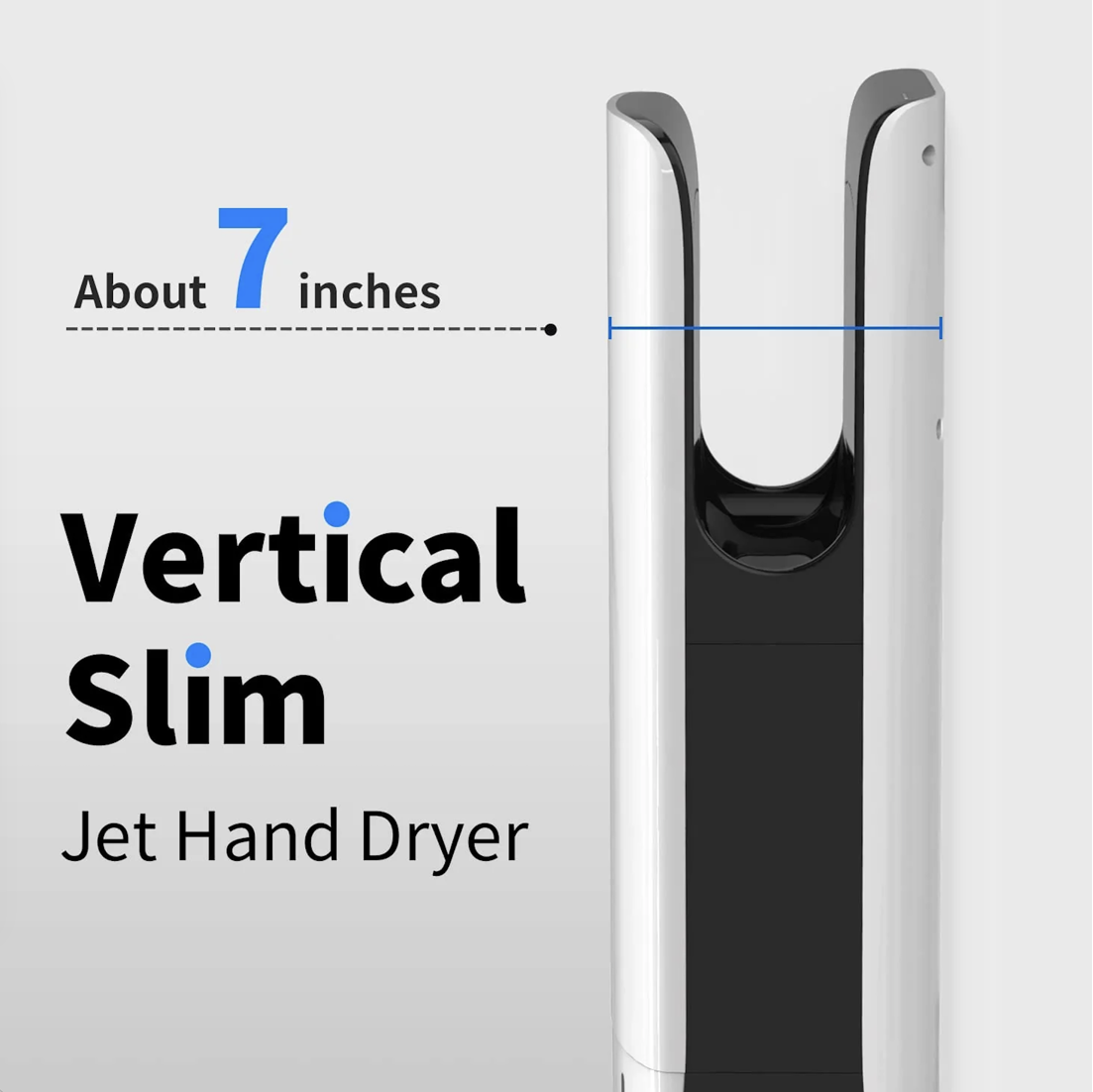 Vortex Jet Hand Dryer, Compact Elegant For Commercial Bathrooms. IP24 rating.