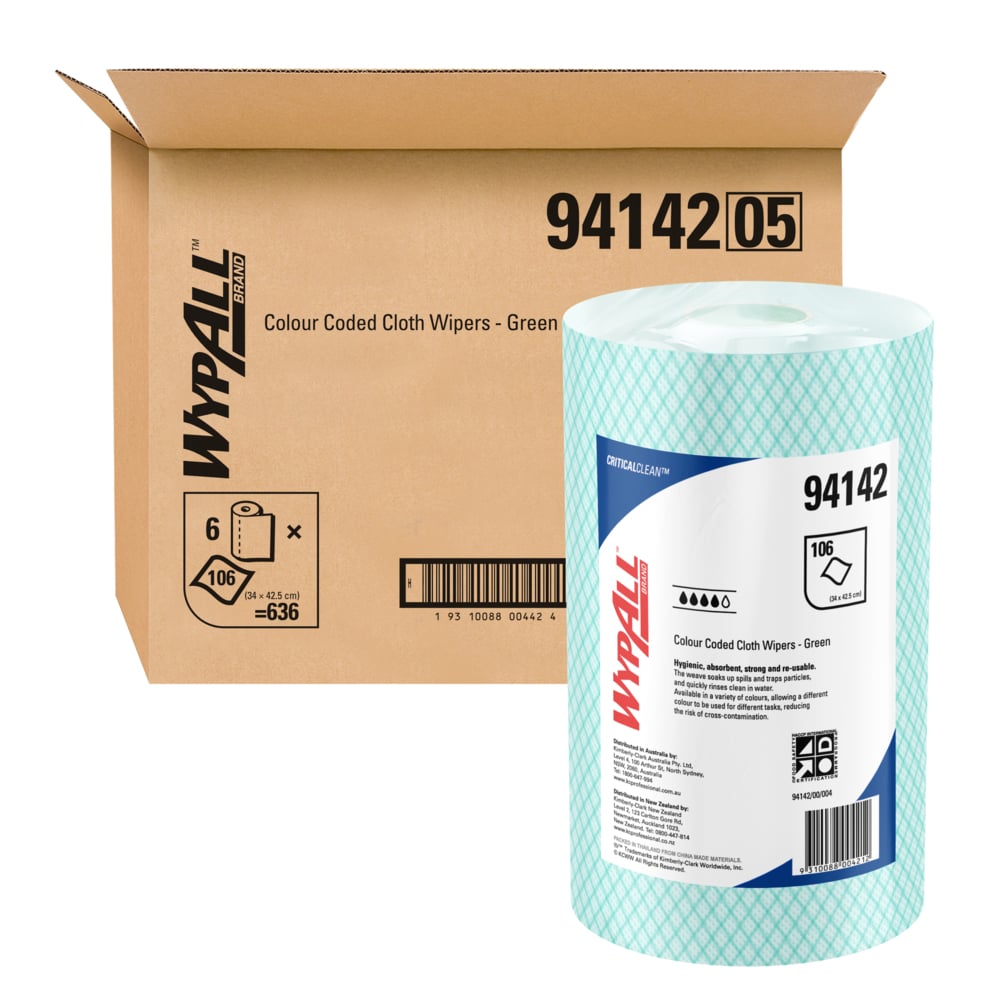 WYPALL Green Color-Coded Wipers-Food Prep & Service Use