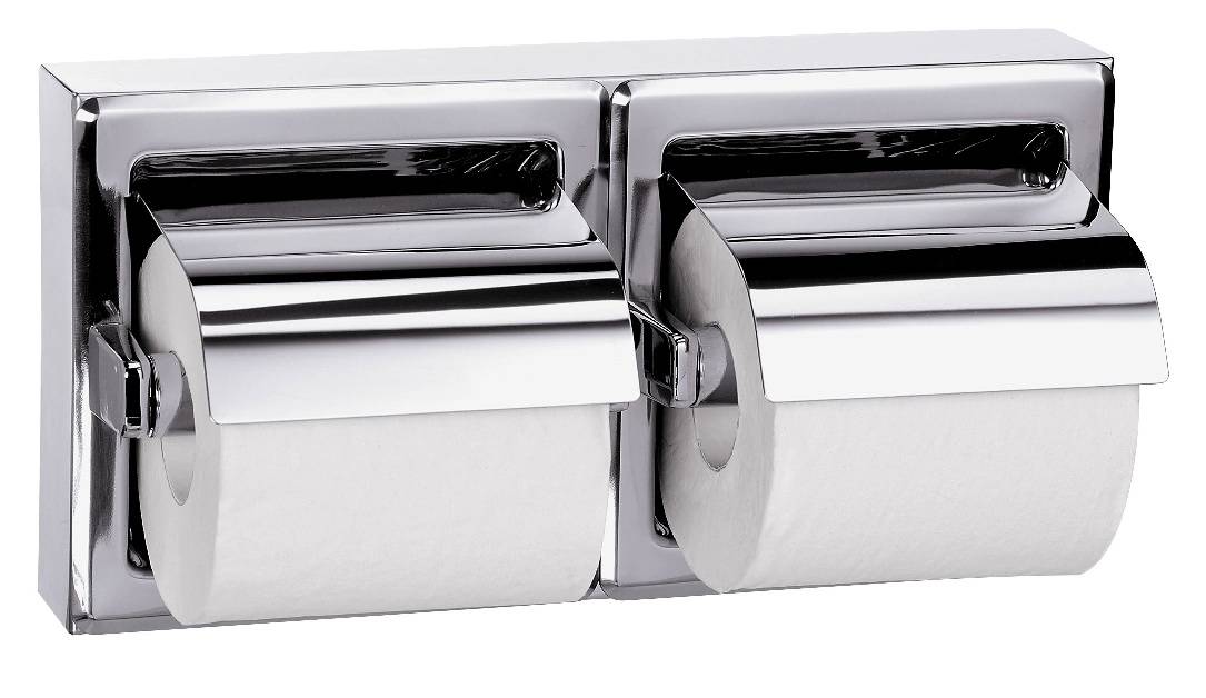 A8867 Surface Mount S'Steel Twin Toilet Roll Holder Horizontal