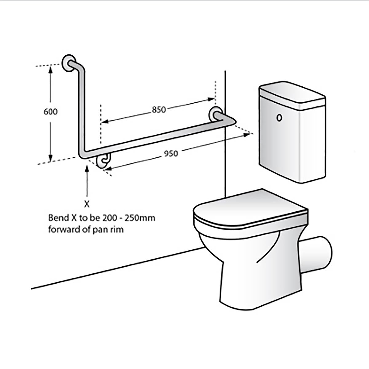 ANMB_MLR104_X Metlam Antimicrobial Coated Accessible Right Hand 90Â° Grab Rail RH