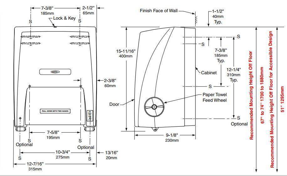 Bobrick Surface Mounted Roll Paper Towel Dispenser