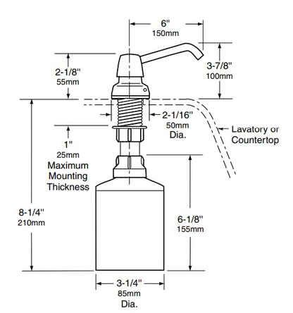 Basin Mounted 600ml Bobrick B8221 Soap Dispenser