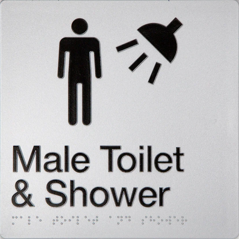 Male Toilet & Shower Braille Toilet Sign