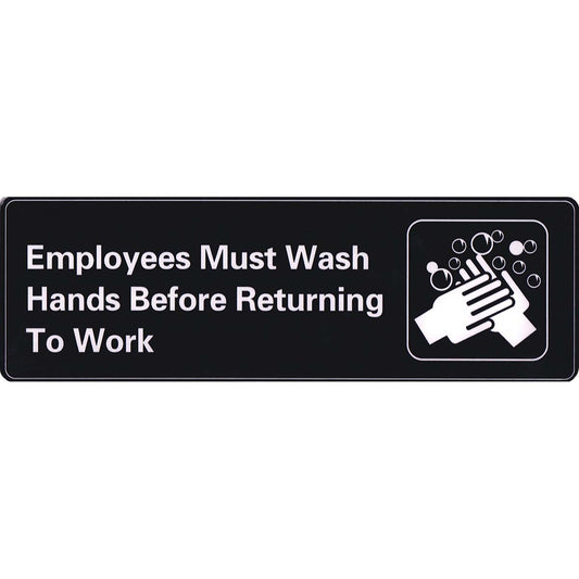 BS21 Employees Must Wash Hands Before Returning To Work Sign 230 X 75mm