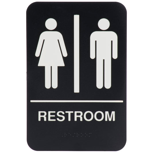 unisex braille restroom sign