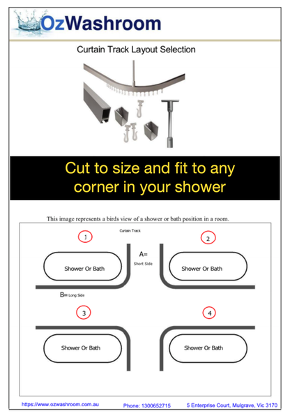 Cut To Size L-Shape 1600mm Shower Curtain Track