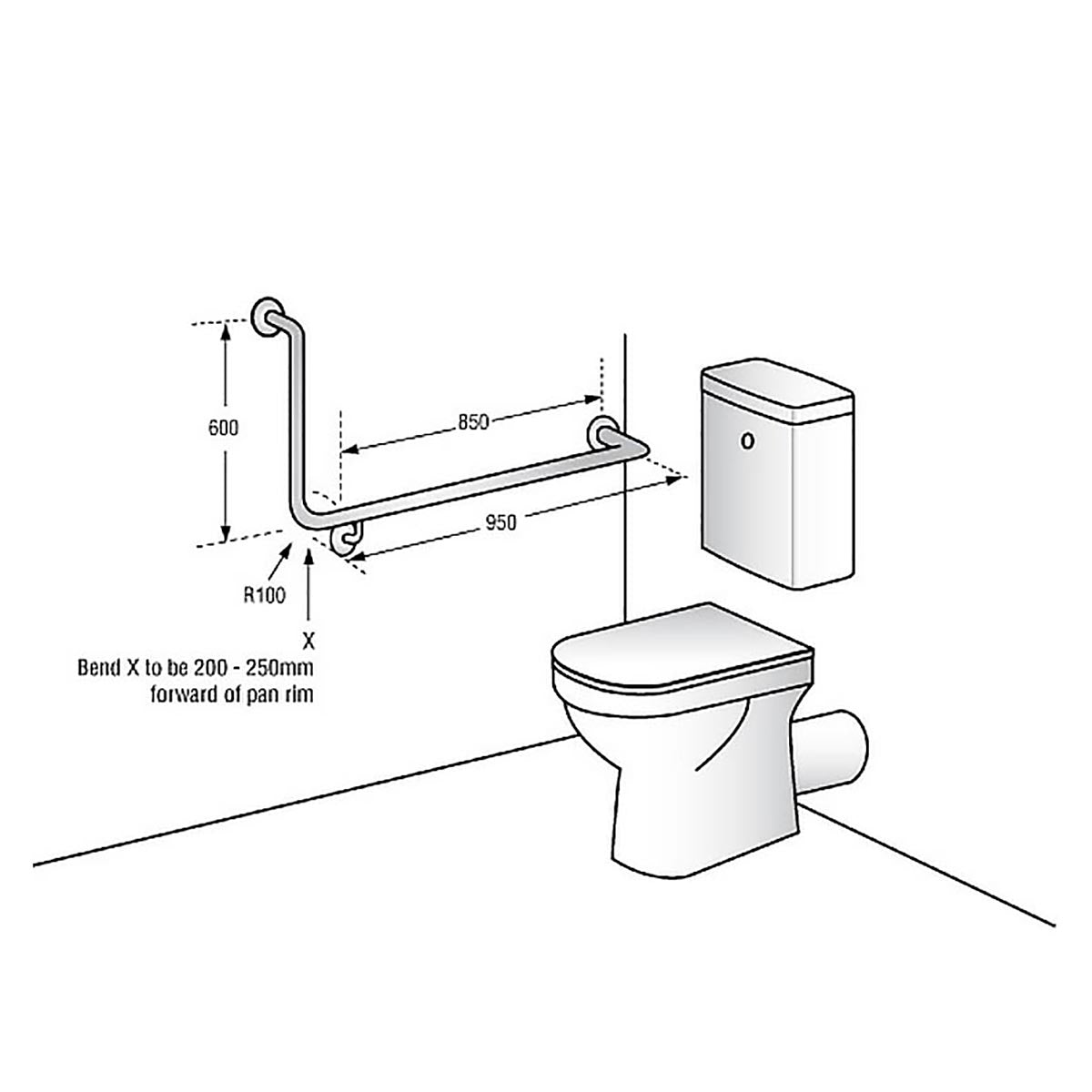 Metlam Designer Matte Black Accessible 90 Deg Flush