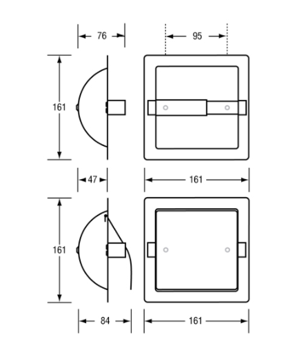 Recessed Single Toilet Roll Holder