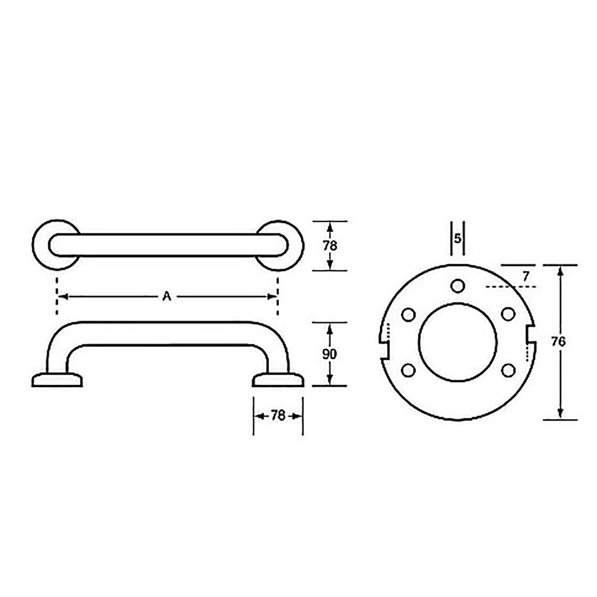 ML327K Metlam Designer Black 300mm Straight Grab Rail