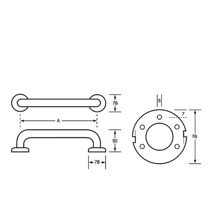 ML330K Metlam Designer Black 450mm Straight Grab Rail