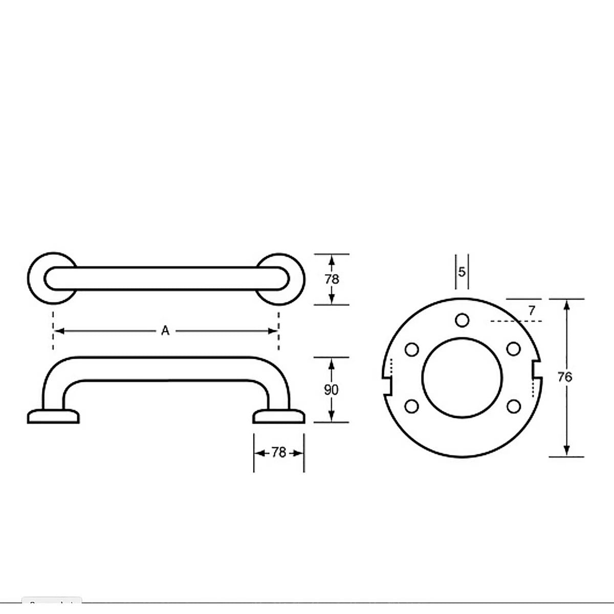 ML331K Metlam Designer Black 600mm Straight Grab Rail