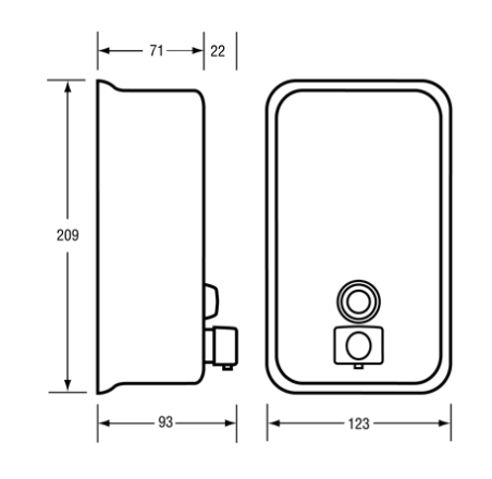 Vertical Soap Dispenser - SS button pump valve