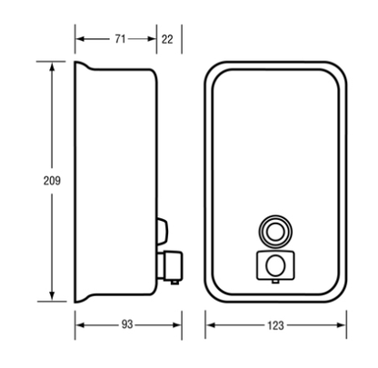 Vertical Soap Dispenser - SS button pump valve