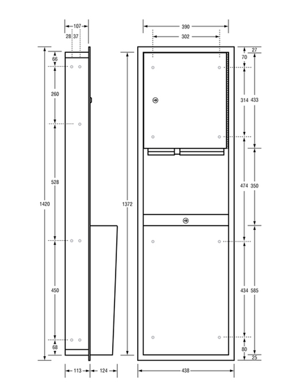 Paper Towel Dispenser & Waste Receptacle 