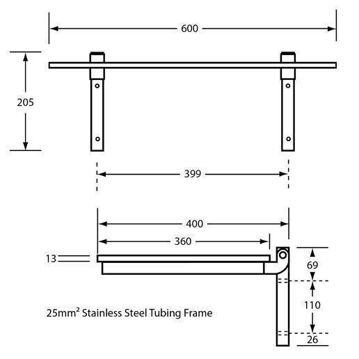 ML993CL Metlam 600mmW Folding Shower Seat