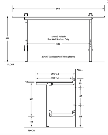 ML995CL Metlam Compact Laminate Folding Shower seat