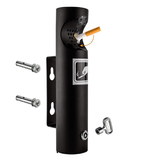 Outdoor Ashtray Powder Coated Matte Black, Lockable - OzWashroom