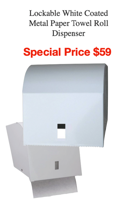 White Coated Metal Paper Towel Roll Dispenser With Lock