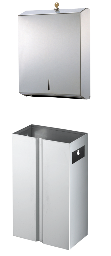 32L Stainless Steel Bin & Slim Paper Towel Dispenser - Perfect for Public Restrooms