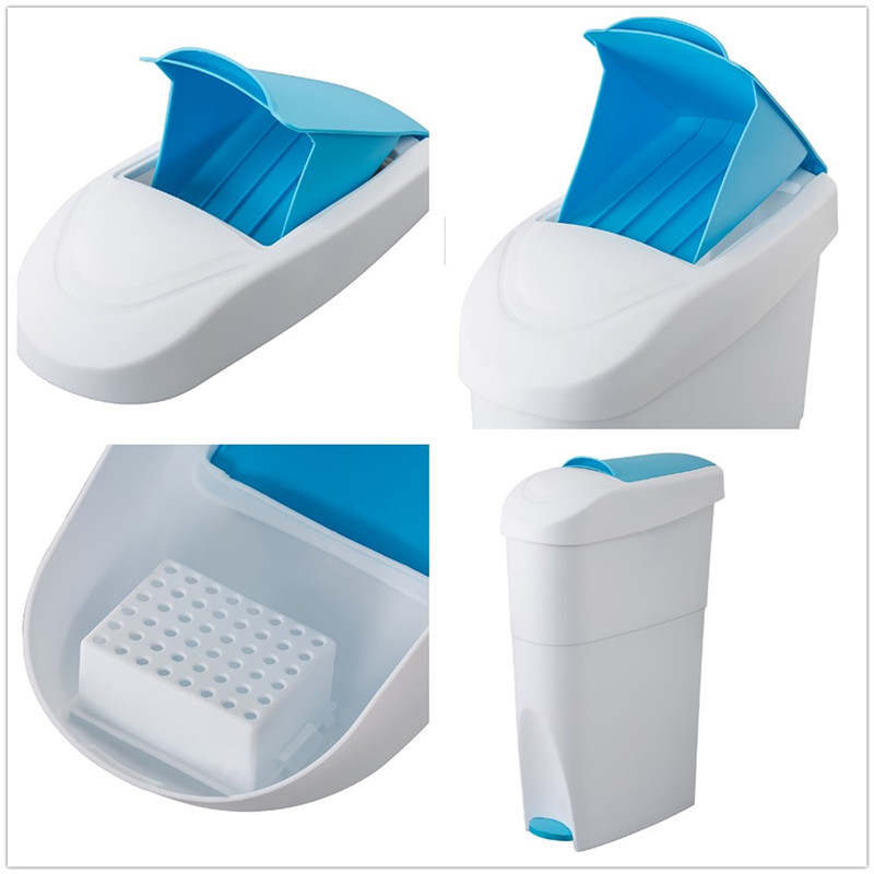 Light blue and white slim sanitary bin 18L pedal-operated female hygiene waste disposal unit
Ozwashroom