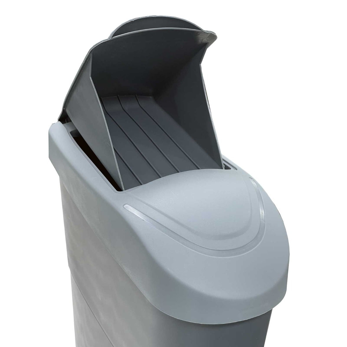 Close-up view of the product "Grey Sanitary Bin Grey Slim Lady Female Waste Disposal"